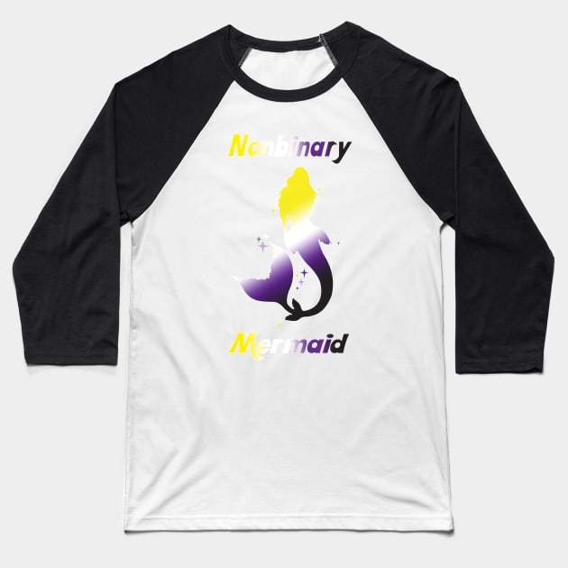 Nonbinary Mermaid Gay Pride Parade Non-Binary Mermaid Baseball T-Shirt by glintintheeye